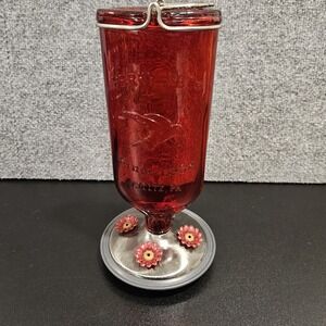 Vintage Perky Pet Hummingbird Feeder 11 Inch Red Glass‎ Lititz Pennsylvania